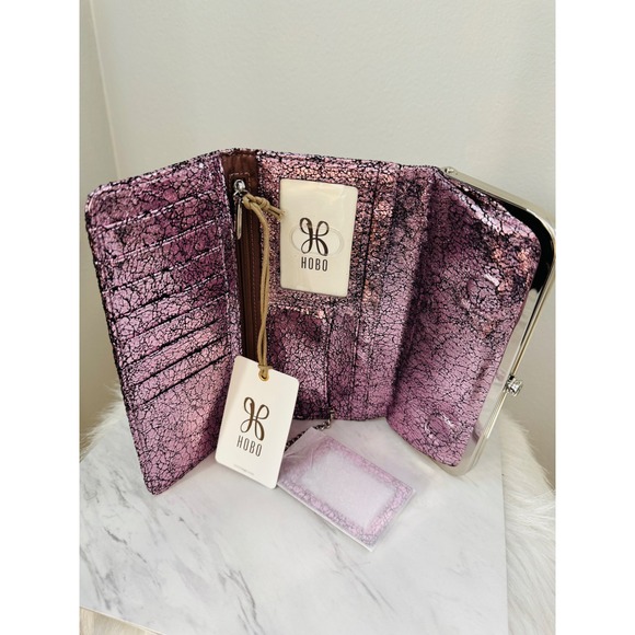 HOBO Rachel Continental Clutch Leather Wallet Blushed Crackle Metallic,  NWT - Picture 10 of 15